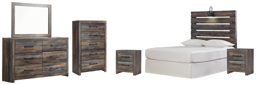 Drystan Full Panel Headboard with Mirrored Dresser, Chest and 2 Nightstands (8027121582397)