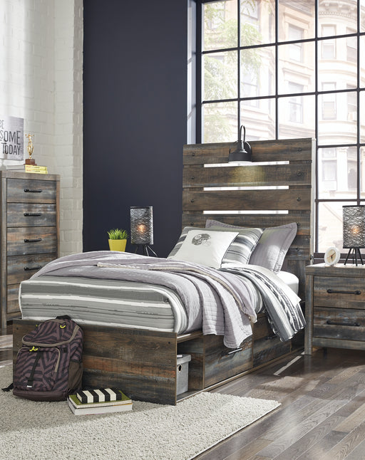 Drystan Twin Panel Bed with 4 Storage Drawers with Mirrored Dresser, Chest and Nightstand (8027132199229)