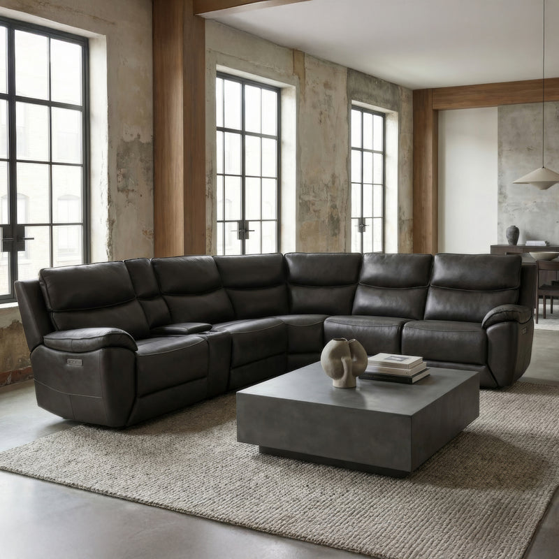 Knox Power Leather Sectional