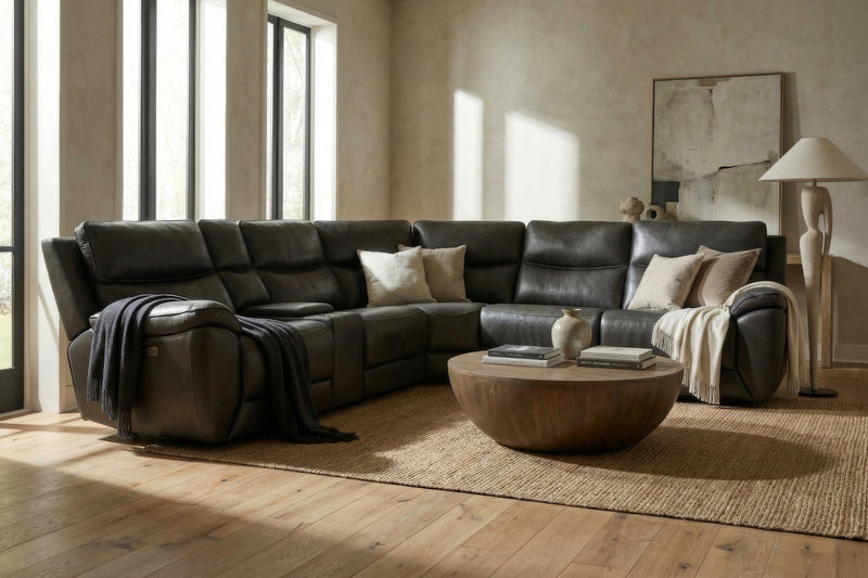 Knox Power Leather Sectional