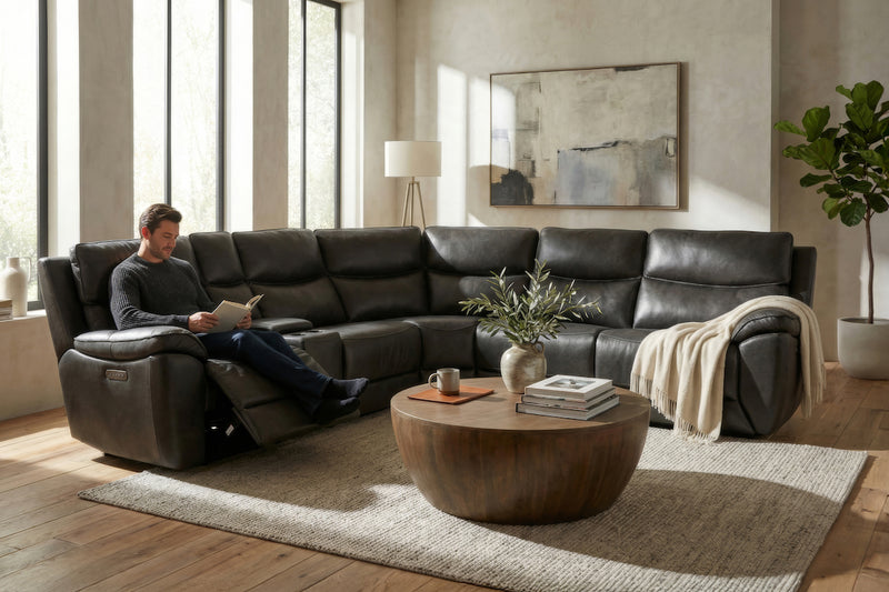 Knox Power Leather Sectional