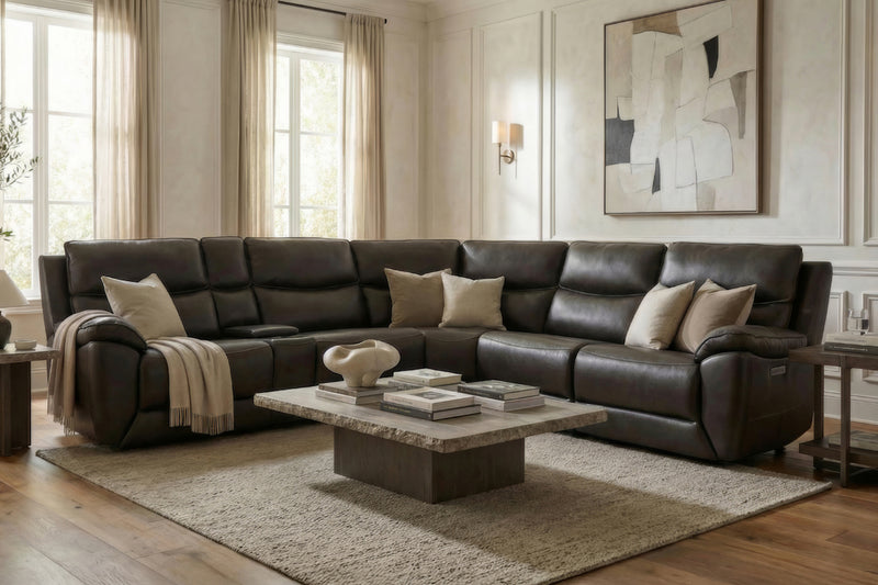 Knox Power Leather Sectional