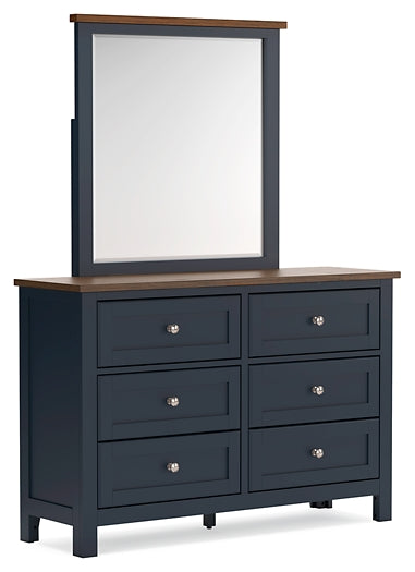 Landocken Twin Panel Bed with Mirrored Dresser and Nightstand