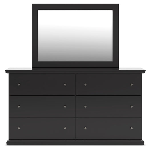 Maribel Queen Panel Bed with Mirrored Dresser