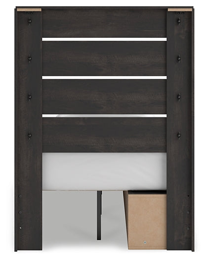 Hollivern Twin Panel Storage Bed with Mirrored Dresser