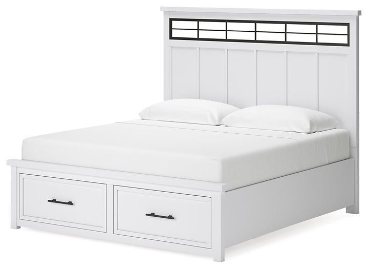 Ashbryn King Panel Storage Bed with Mirrored Dresser