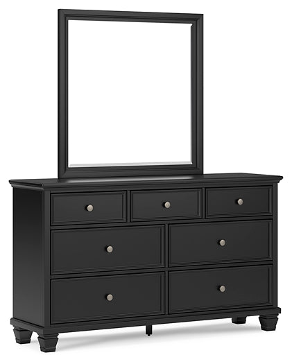 Lanolee California King Panel Storage Bed, Dresser and Mirror