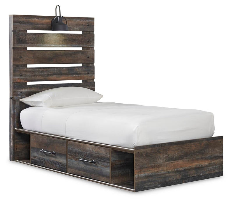 Drystan Full Panel Bed with 4 Storage Drawers, Dresser, Mirror, Chest and Nightstand