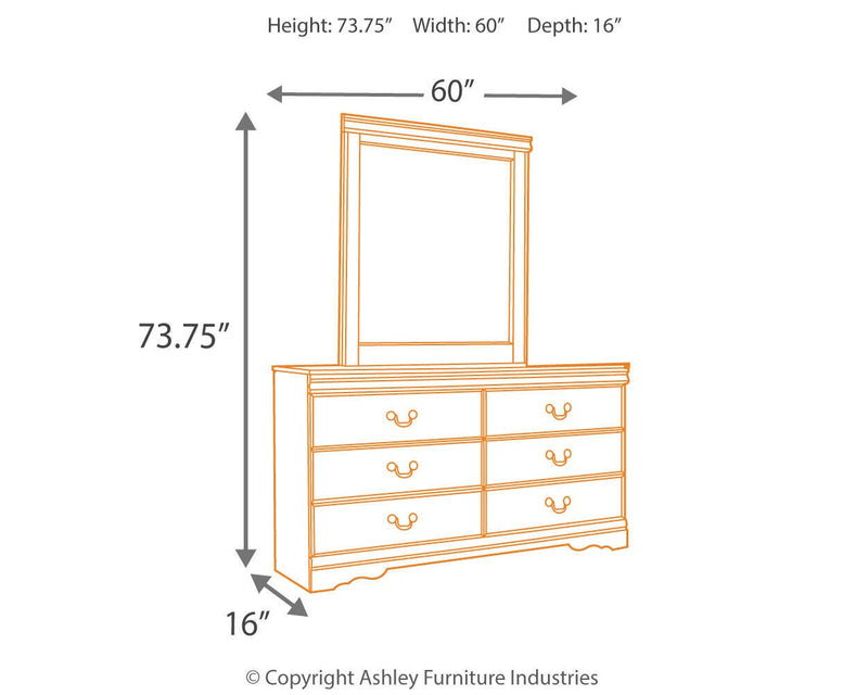 Huey Vineyard Queen Sleigh Headboard Bed with Mirrored Dresser, Chest and Nightstand