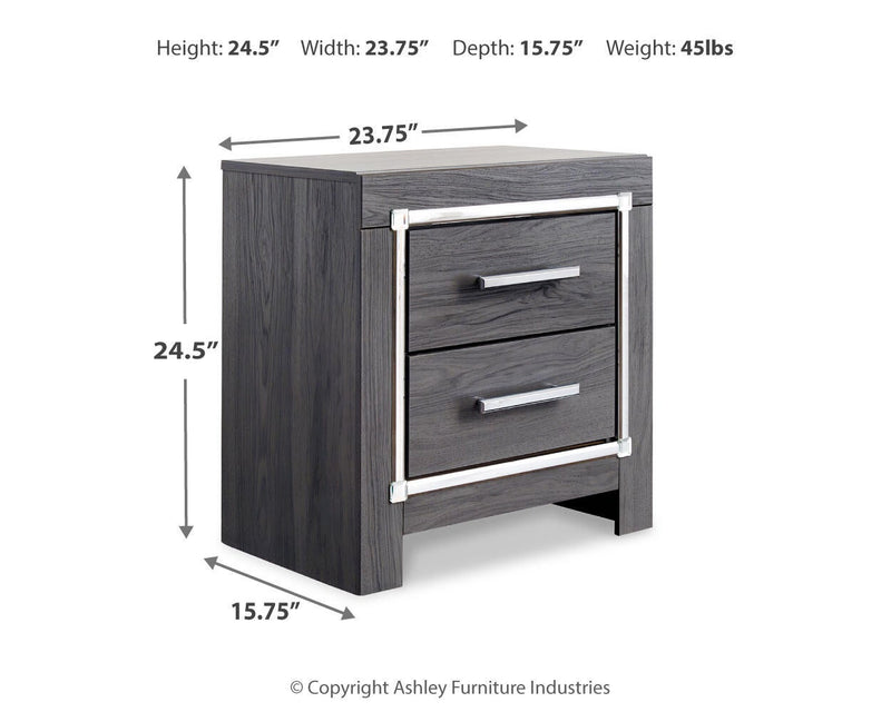Lodanna King Panel Bed with Mirrored Dresser, Chest and Nightstand