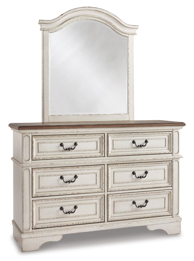 Realyn Twin Panel Bed with Mirrored Dresser, Chest and Nightstand