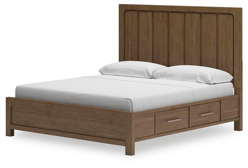 Cabalynn King Panel Bed with Storage with Mirrored Dresser, Chest and Nightstand