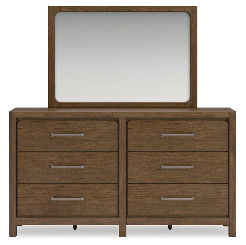 Cabalynn Queen Upholstered Bed with Mirrored Dresser