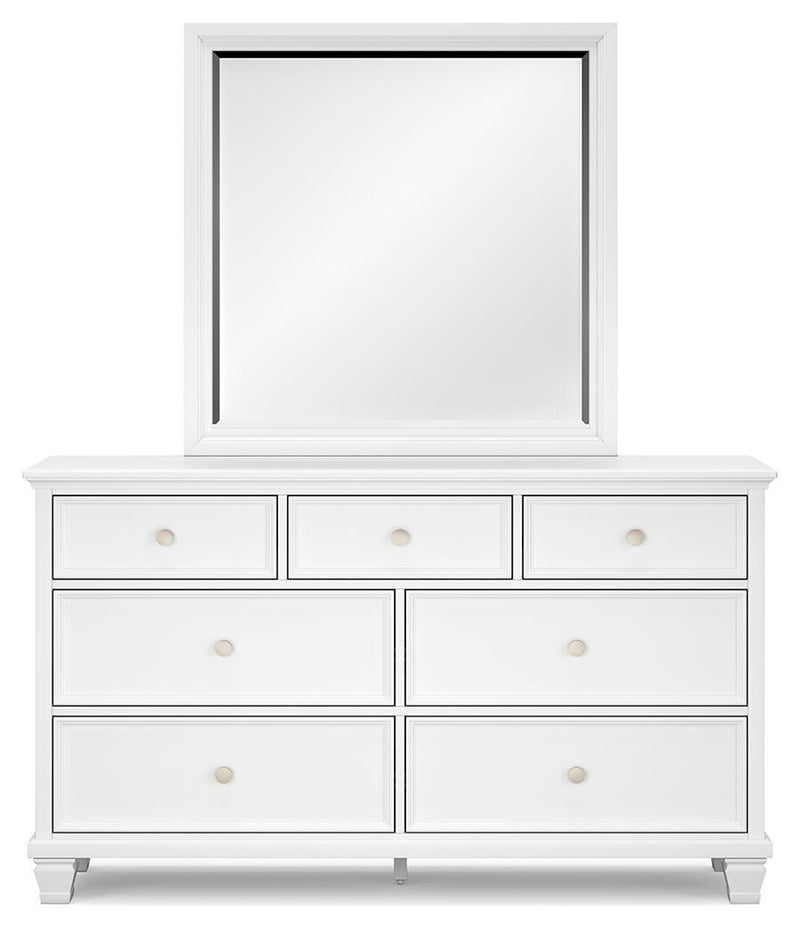 Fortman Full Panel Bed with Mirrored Dresser, Chest and Nightstand
