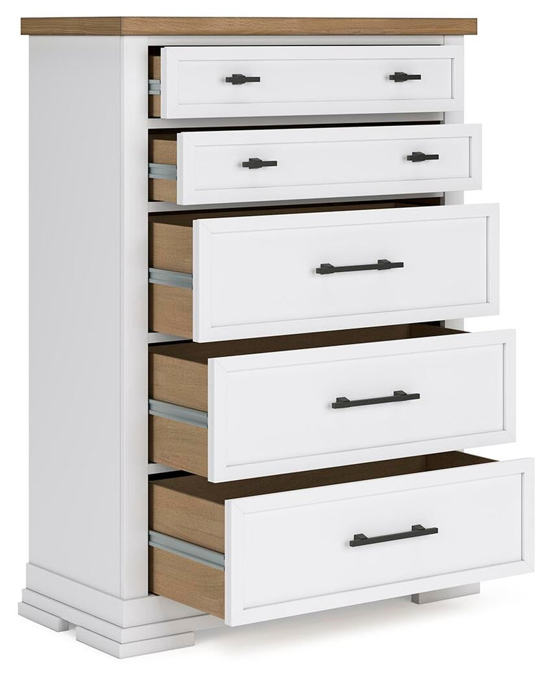 Ashbryn King Panel Storage Bed, Dresser, Mirror, Chest and Nightstand