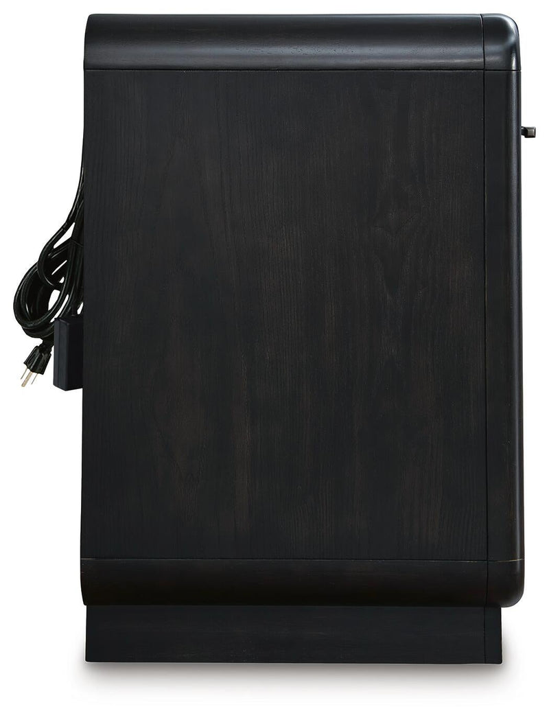 Rowanbeck California King Upholstered Panel Bed, Dresser, Mirror, Chest and Nightstand