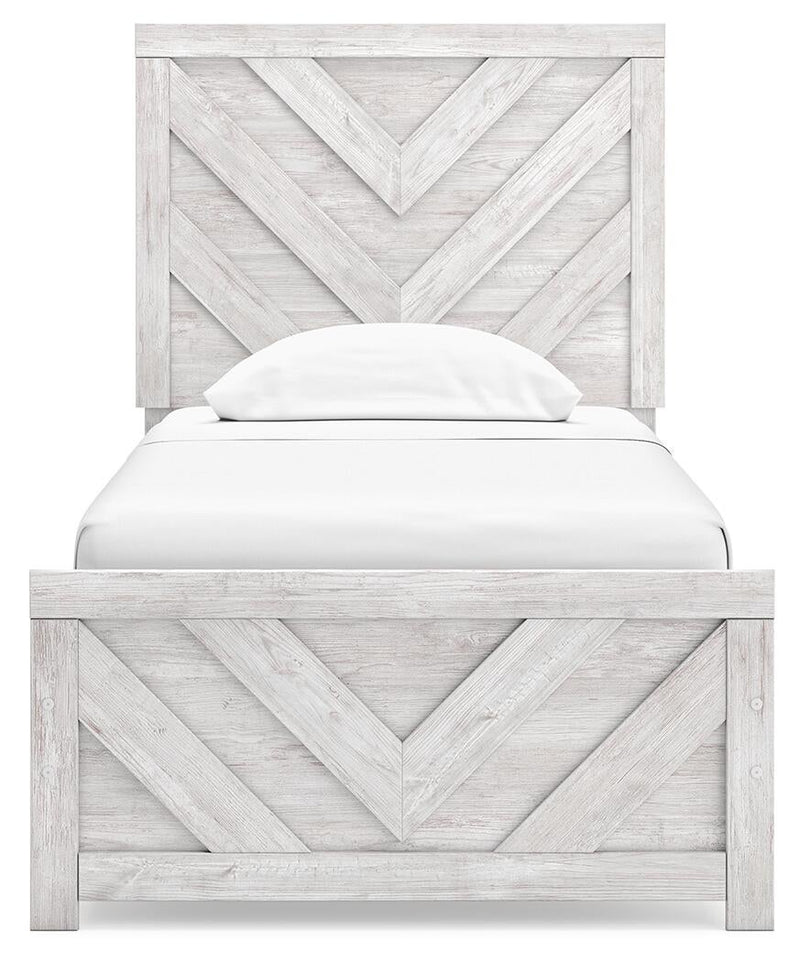 Cayboni Twin Panel Bed with Mirrored Dresser