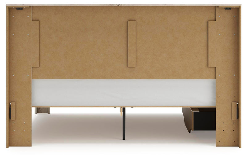 Lawroy King Panel Bed with Storage, Dresser, Mirror, Chest and Nightstand