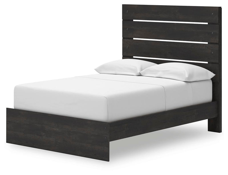 Delmorta Full Panel Storage Bed, Dresser, Mirror, Chest and Nightstand