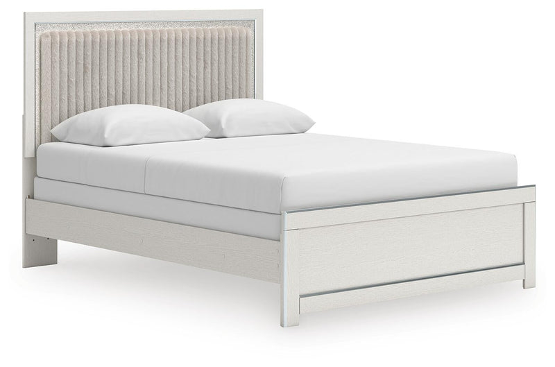 Birmonton Queen Upholstered Panel Bed, Dresser and Mirror
