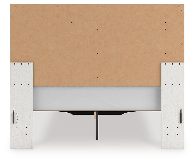 Birmonton Queen Upholstered Panel Platform Storage Bed, Dresser and Mirror