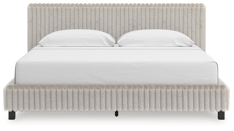 Birmonton King Upholstered Bed, Dresser, Mirror and Nightstand