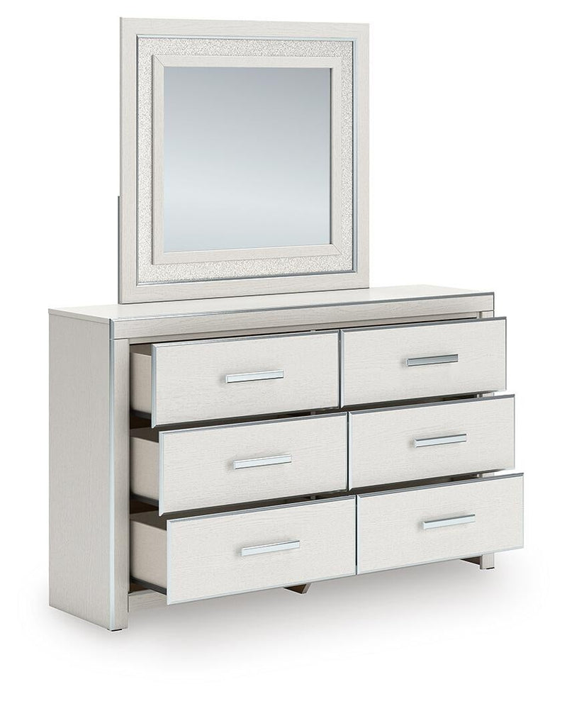 Zuraleus Queen Upholstered Panel Platform Bed, Dresser, Mirror and Nightstand