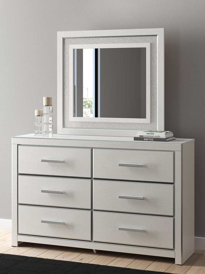 Zuraleus Queen Upholstered Panel Platform Bed, Dresser, Mirror and Nightstand