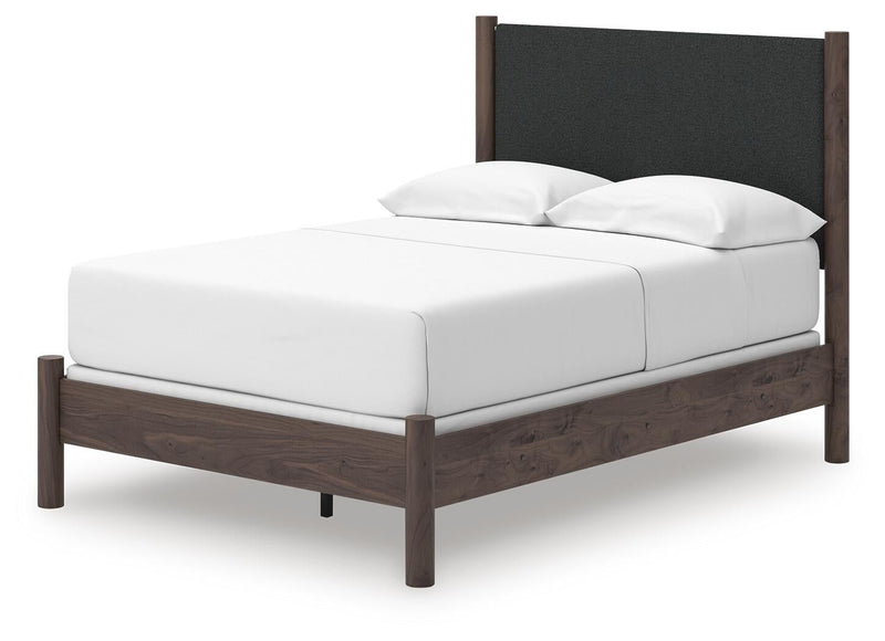 Pamytta Full Upholstered Panel Bed, Dresser, Mirror and Nightstand