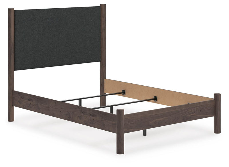 Pamytta Full Upholstered Panel Bed, Dresser, Mirror and Nightstand