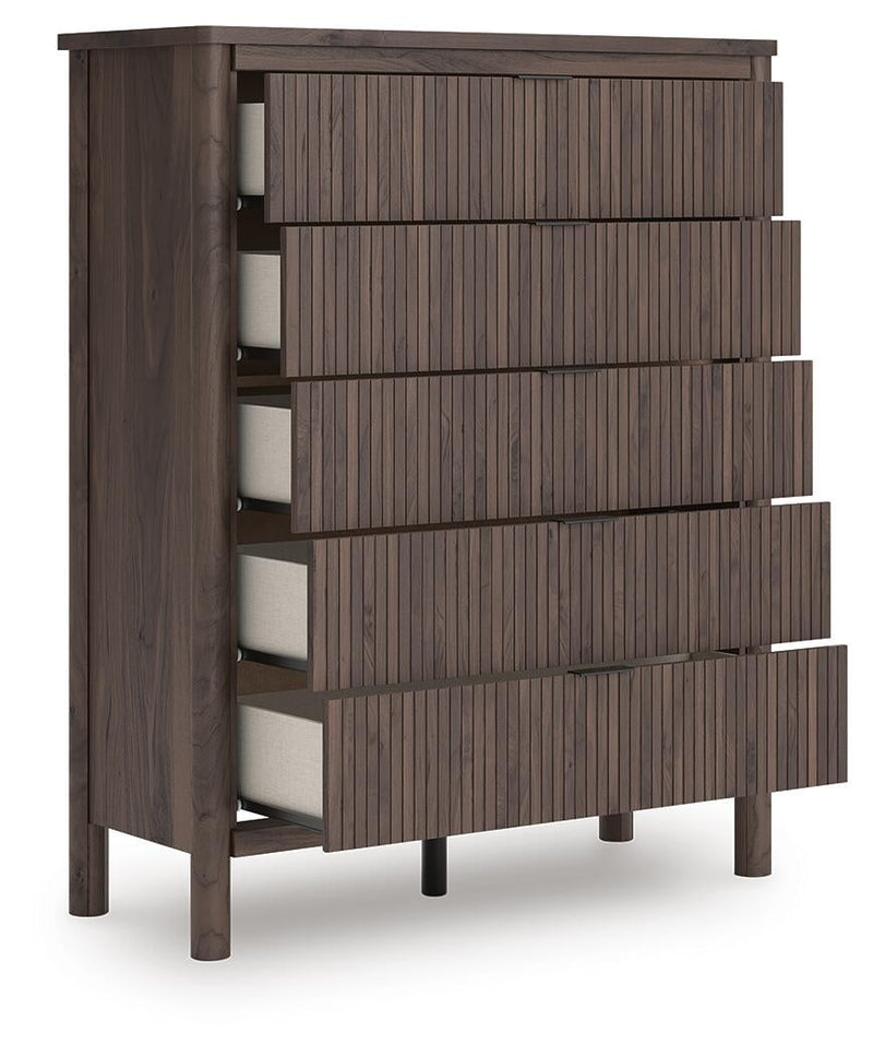Cadmori King Panel Bed, Dresser, Mirror, Chest and Nightstand