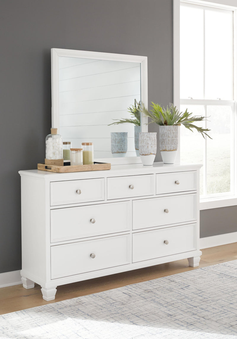 Fortman King Panel Storage Bed with Mirrored Dresser