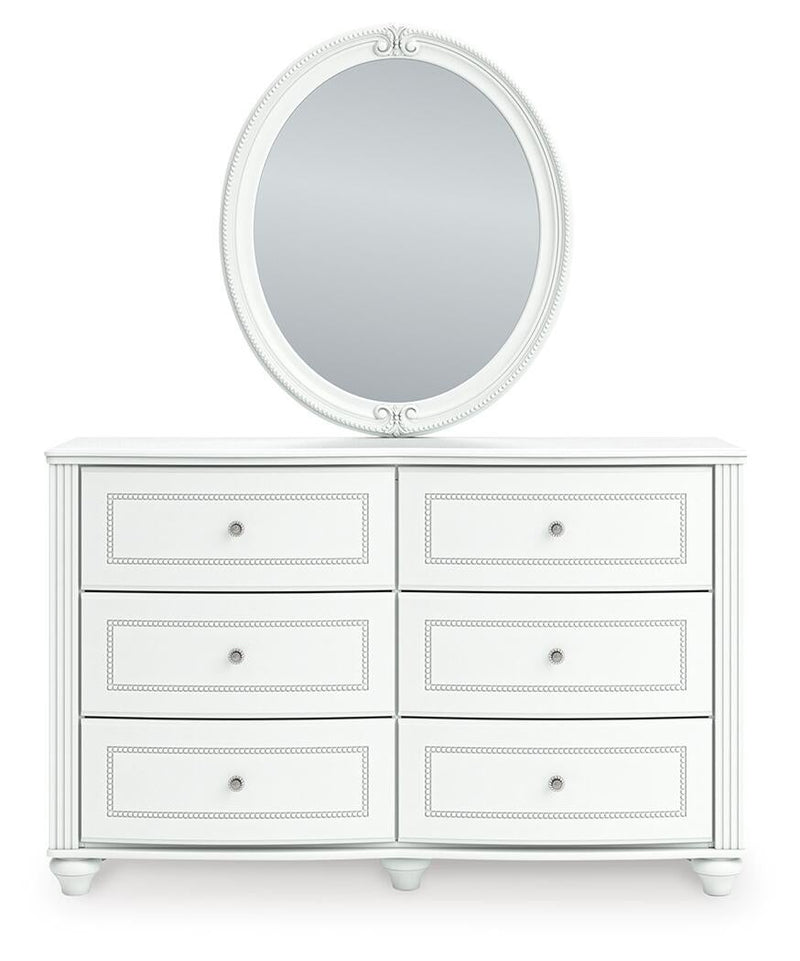 Maylilly Twin Upholstered Panel Storage Bed, Dresser and Mirror