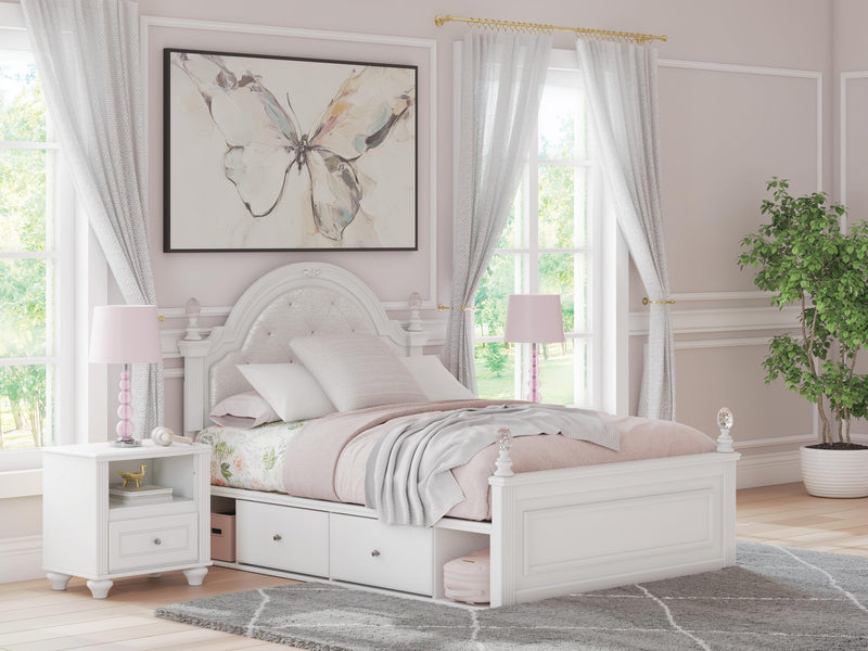 Maylilly Full Upholstered Panel Storage Bed, Dresser, Mirror and Nightstand