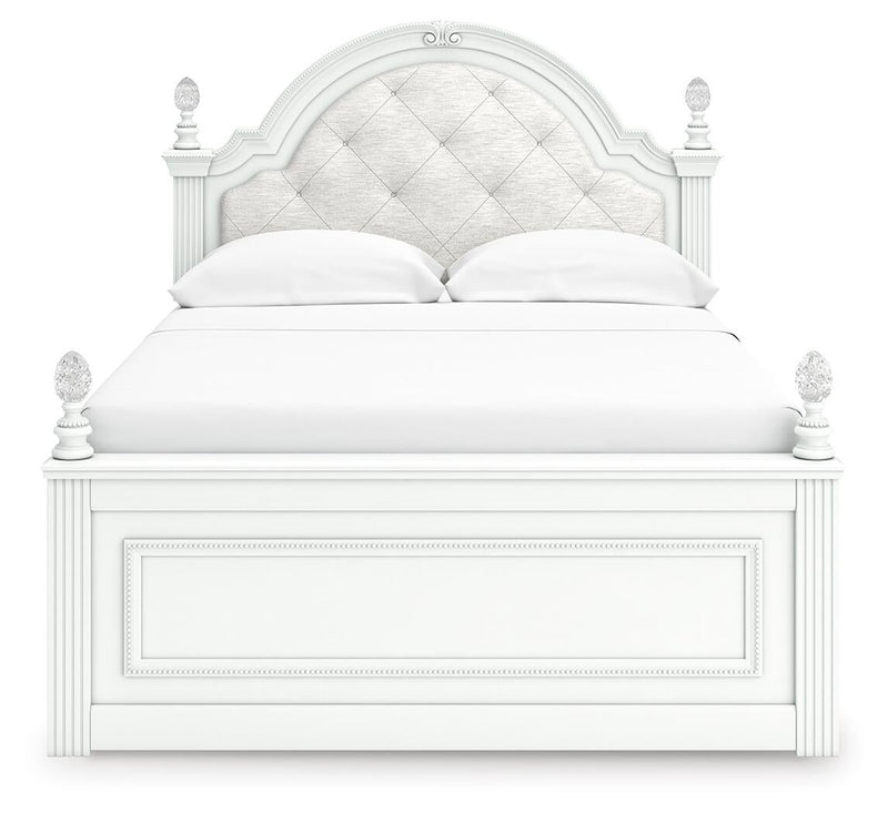 Maylilly Full Upholstered Panel Bed, Dresser, Mirror and Nightstand