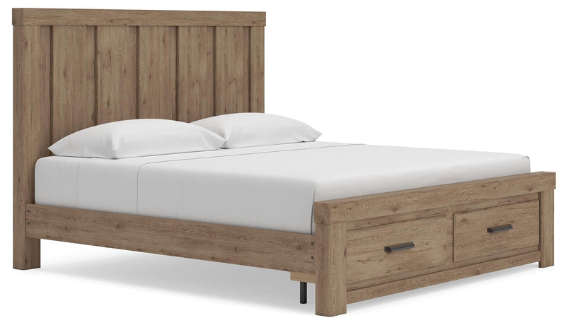 Garistyn King Panel Storage Bed, Dresser and Mirror