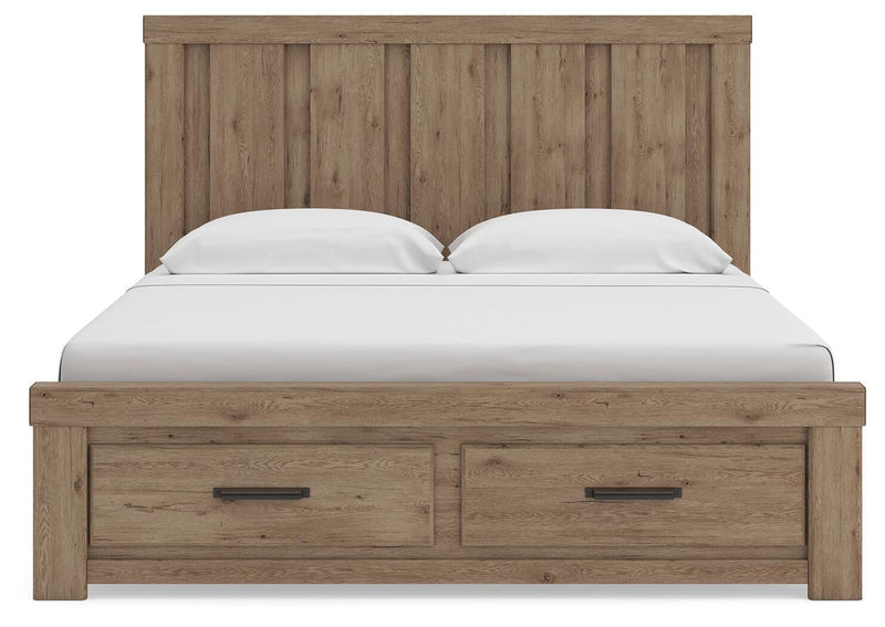 Garistyn King Panel Storage Bed, Dresser, Mirror, Chest and Nightstand