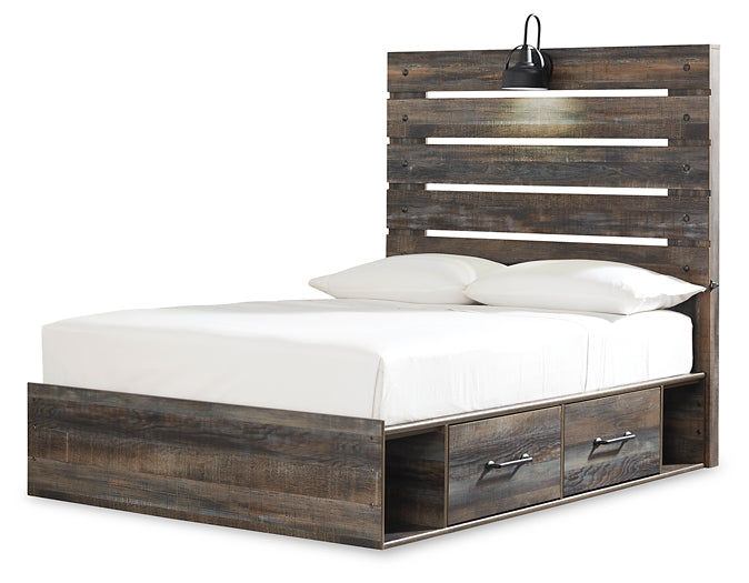 Drystan Full Panel Bed with 4 Storage Drawers with Mirrored Dresser and 2 Nightstands (8027129119037)
