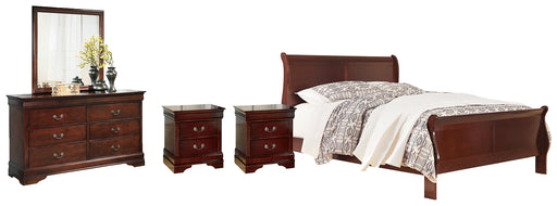 Alisdair Queen Sleigh Bed with Mirrored Dresser and 2 Nightstands (8027037008189)