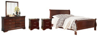 Alisdair Queen Sleigh Bed with Mirrored Dresser and 2 Nightstands (8027037008189)