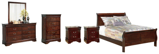 Alisdair Full Sleigh Bed with Mirrored Dresser, Chest and 2 Nightstands (8027089240381)