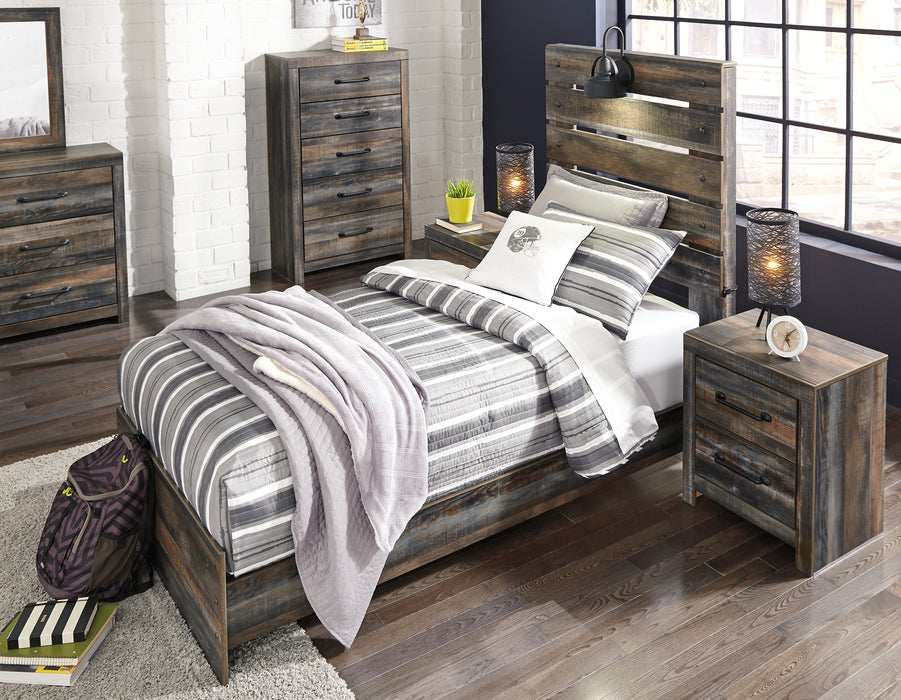 Drystan Twin Panel Bed with Mirrored Dresser and Chest (8027142095165)