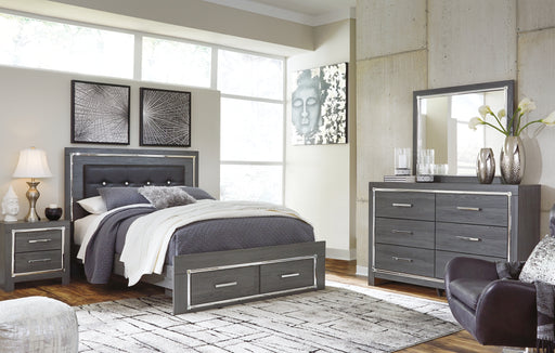Lodanna Queen Panel Bed with 2 Storage Drawers with Mirrored Dresser (8027060175165)