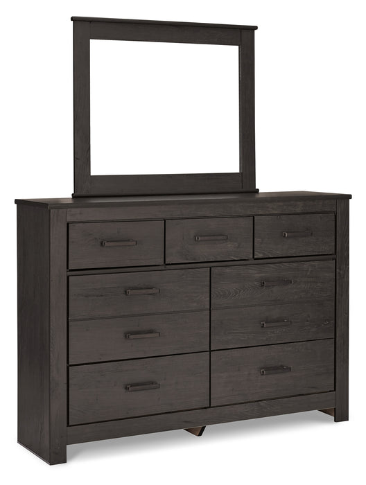 Brinxton Queen/Full Panel Headboard with Mirrored Dresser, Chest and 2 Nightstands (8027132231997)