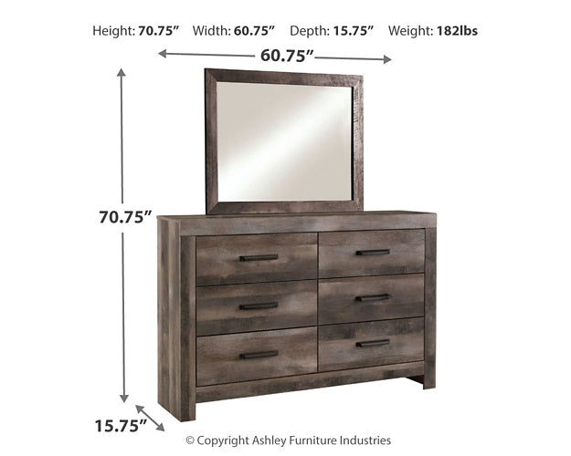 Wynnlow Queen Crossbuck Panel Bed with Mirrored Dresser (8027044446525)
