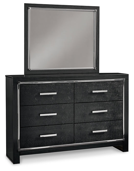 Kaydell King Panel Bed with Storage with Mirrored Dresser and 2 Nightstands (8027074429245)