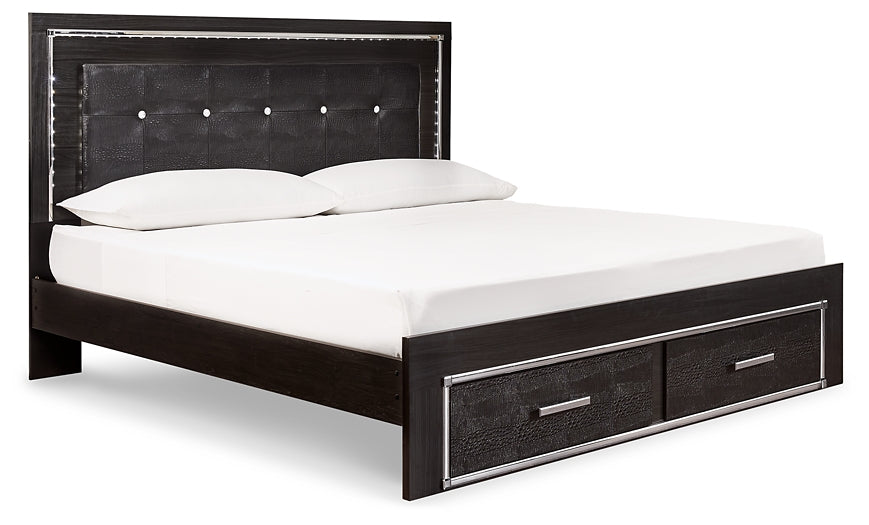 Kaydell King Panel Bed with Storage with Mirrored Dresser and 2 Nightstands (8027074429245)
