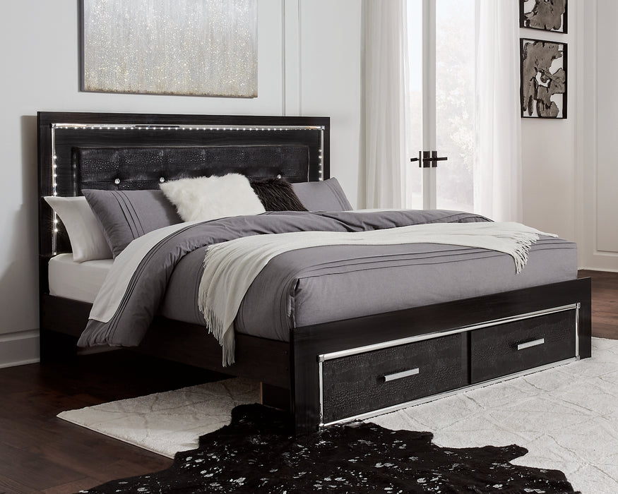 Kaydell King Panel Bed with Storage with Mirrored Dresser, Chest and 2 Nightstands (8027106836797)
